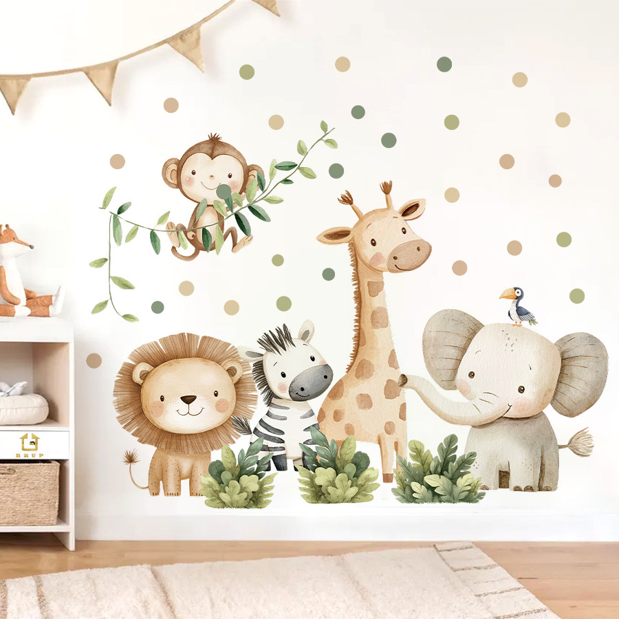 Baby Nursery Wallpaper - Boho bosdieren muurstickers voor kinderkamers jongens
