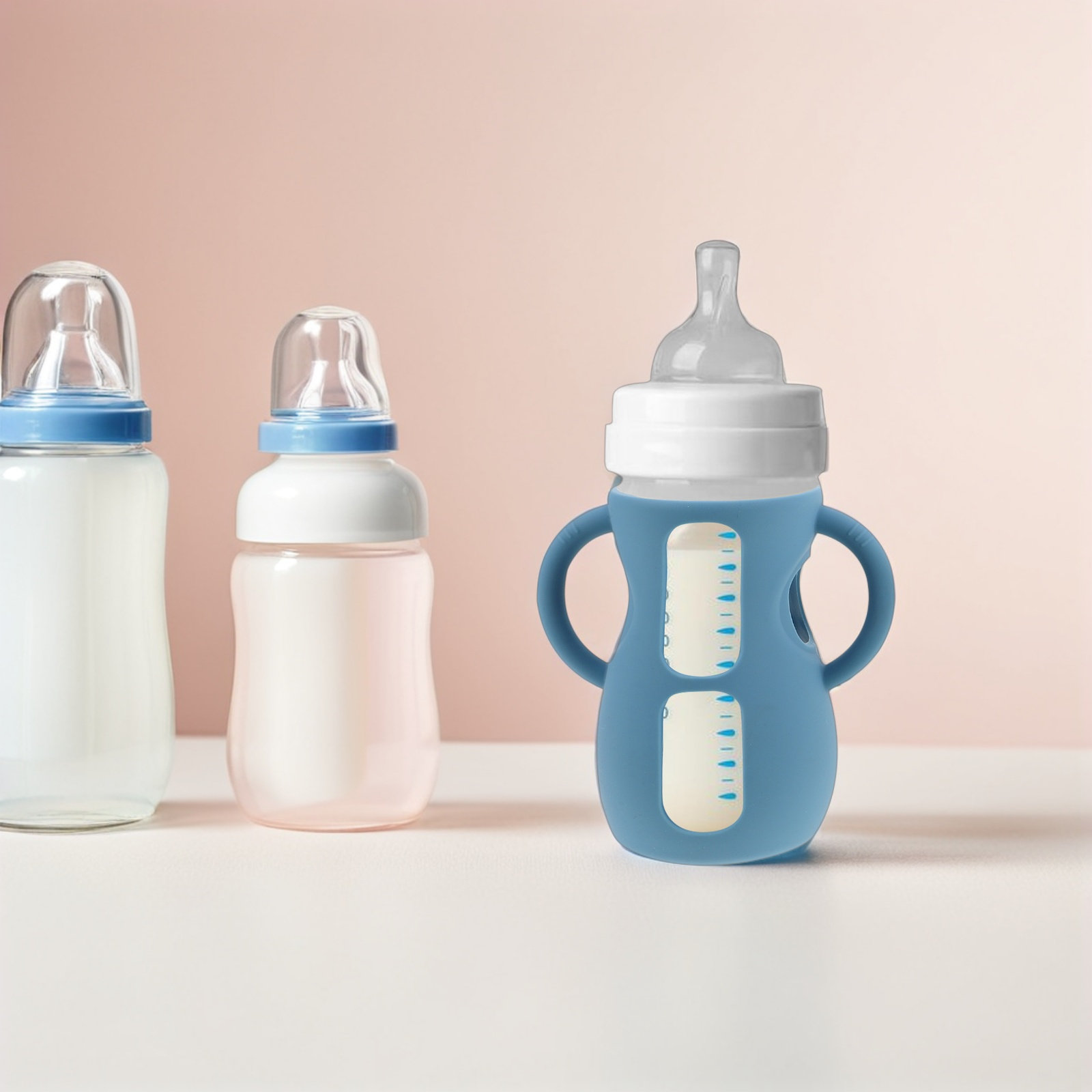 Baby Nursery Nurse - 2 stuks siliconen babyflesbeschermers, lekvrije siliconen