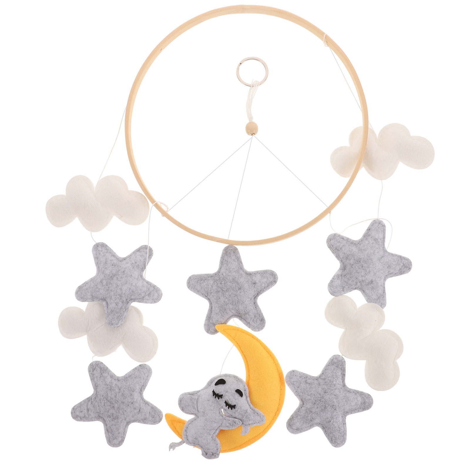 Baby Nursery Girl - Vilten dierenwiegmobiel met olifant-, wolk- en