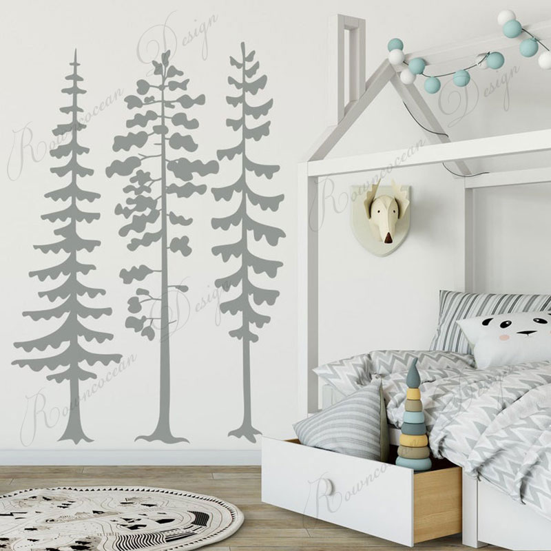Baby Nursery Tree - Minimalistische bos dennenboom muursticker natuurlijk bos