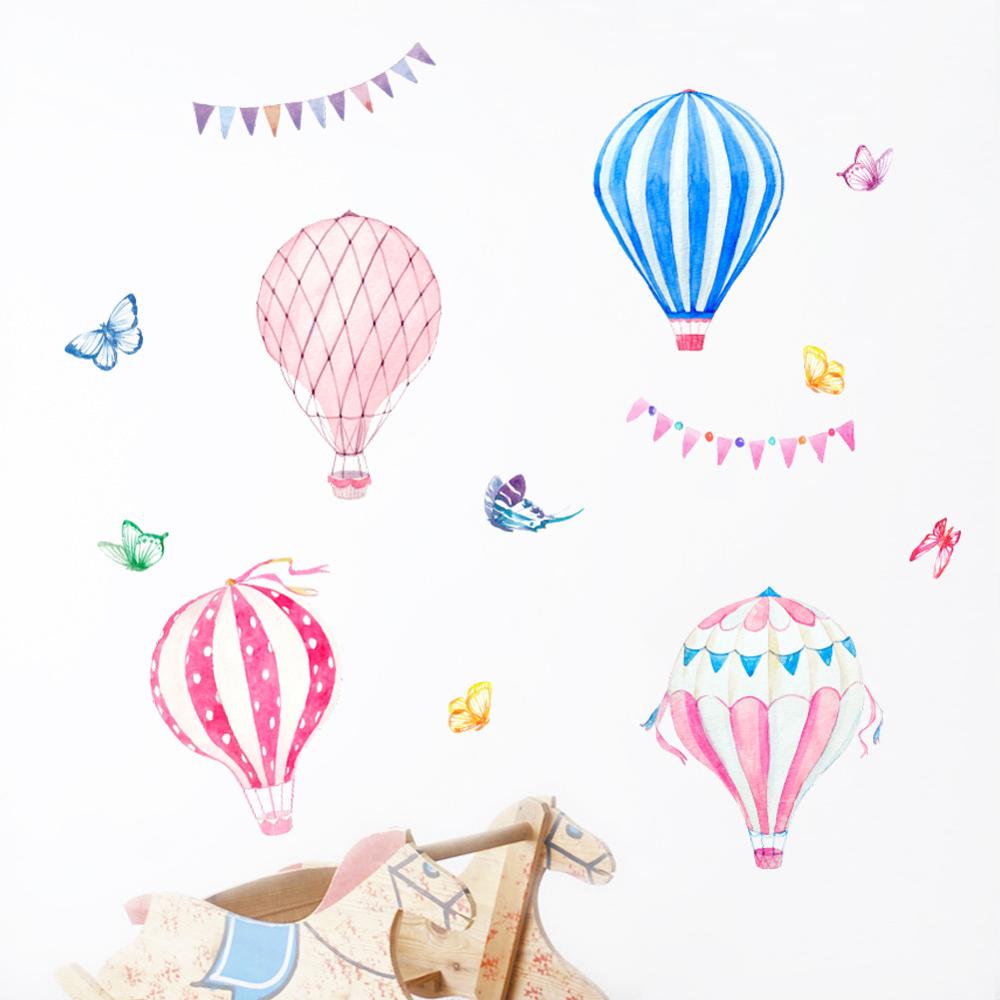 Baby Nursery Murals - Cartoon heteluchtballon muursticker kinderkamer decoratie behang