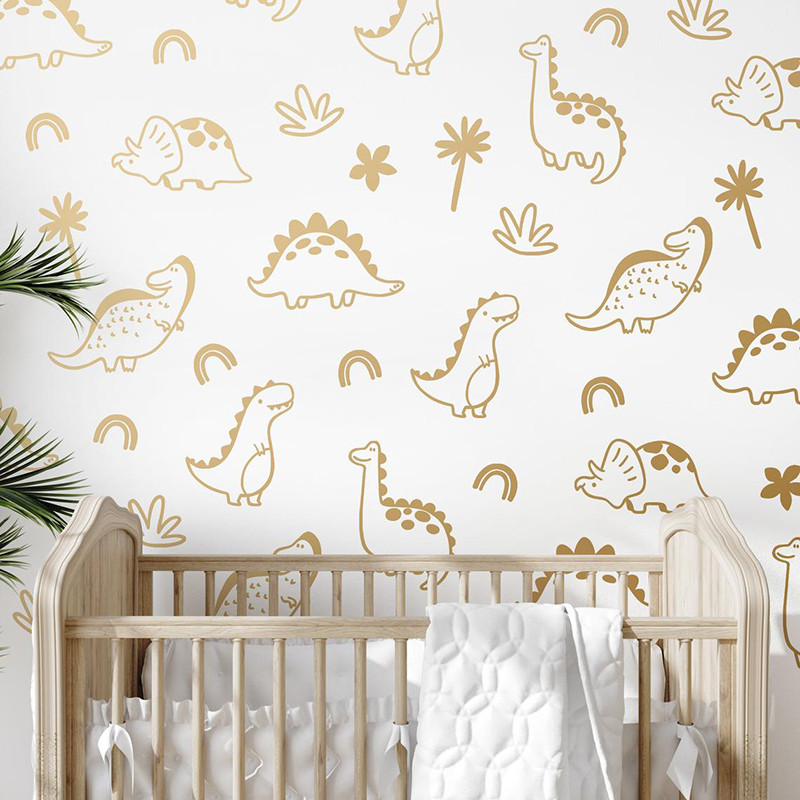 Baby Nursery Tree - Geometrische dinosaurus boom regenboog muursticker jungle