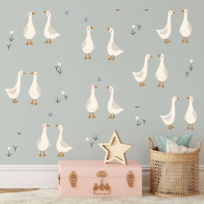 Baby Nursery Murals - Schattig eendje muursticker grappige eend bloem