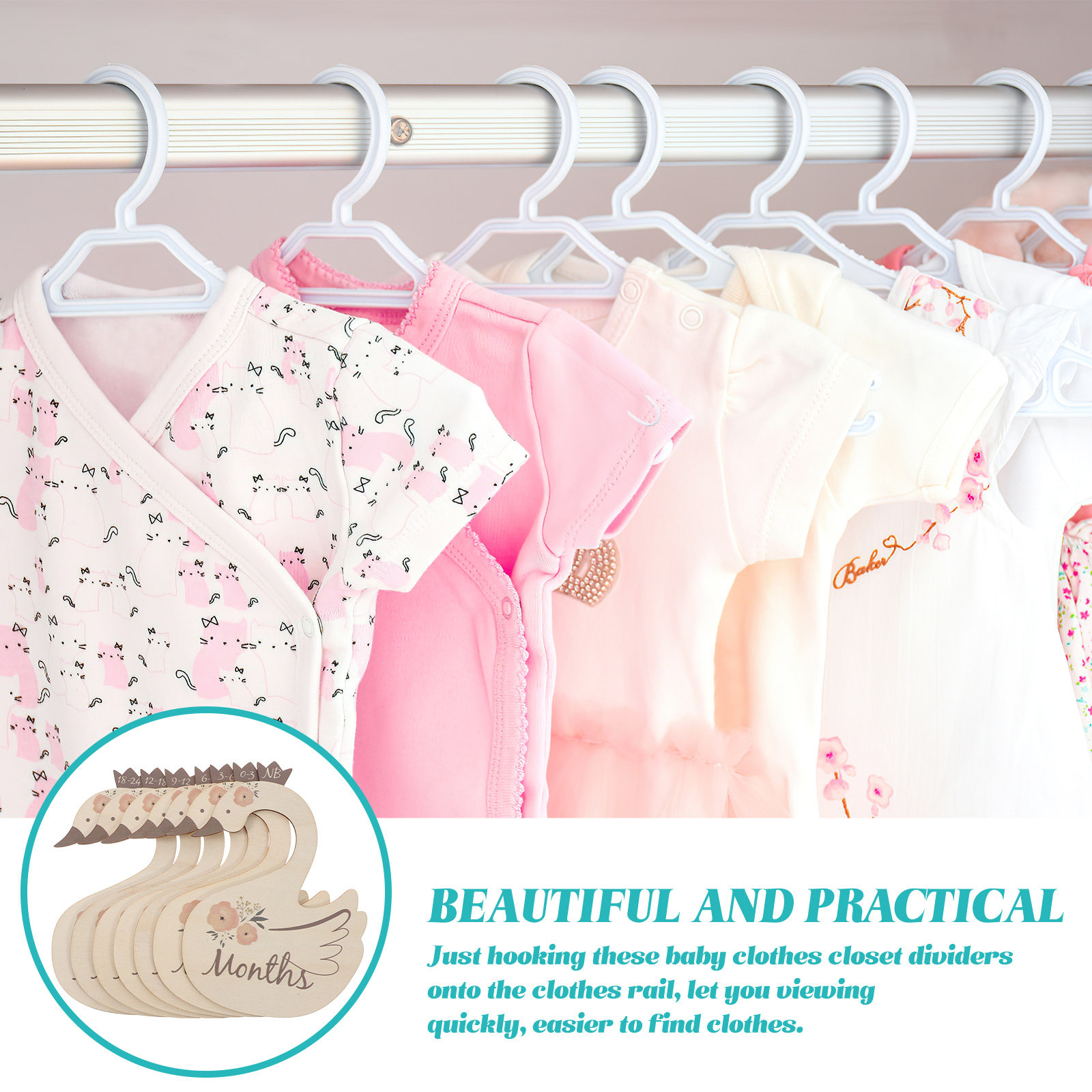 7 stuks zwanen babykleding maa - Baby Nursery Closet recensie en prijs