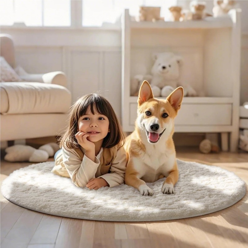 Rond Crème Wit Tapijt Zacht Pl - Baby Nursery Game recensie en prijs