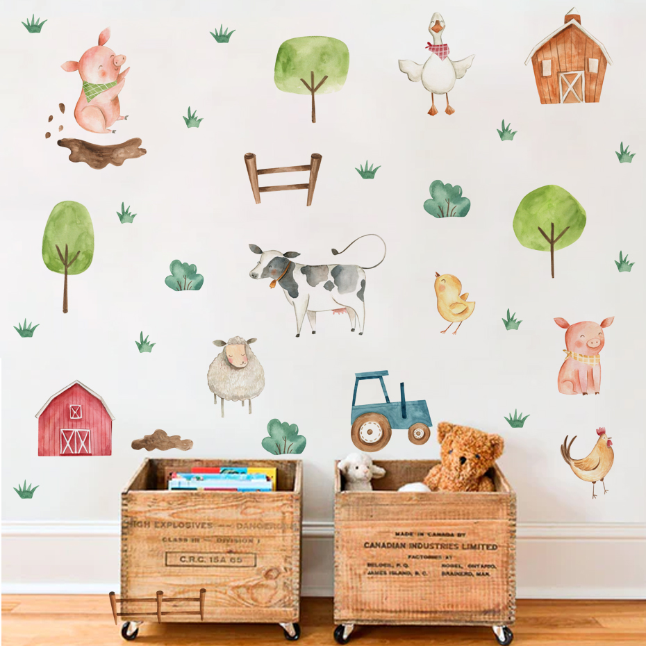 Boho Aquarel Schattige Boerder - Baby Nursery Murals recensie en prijs