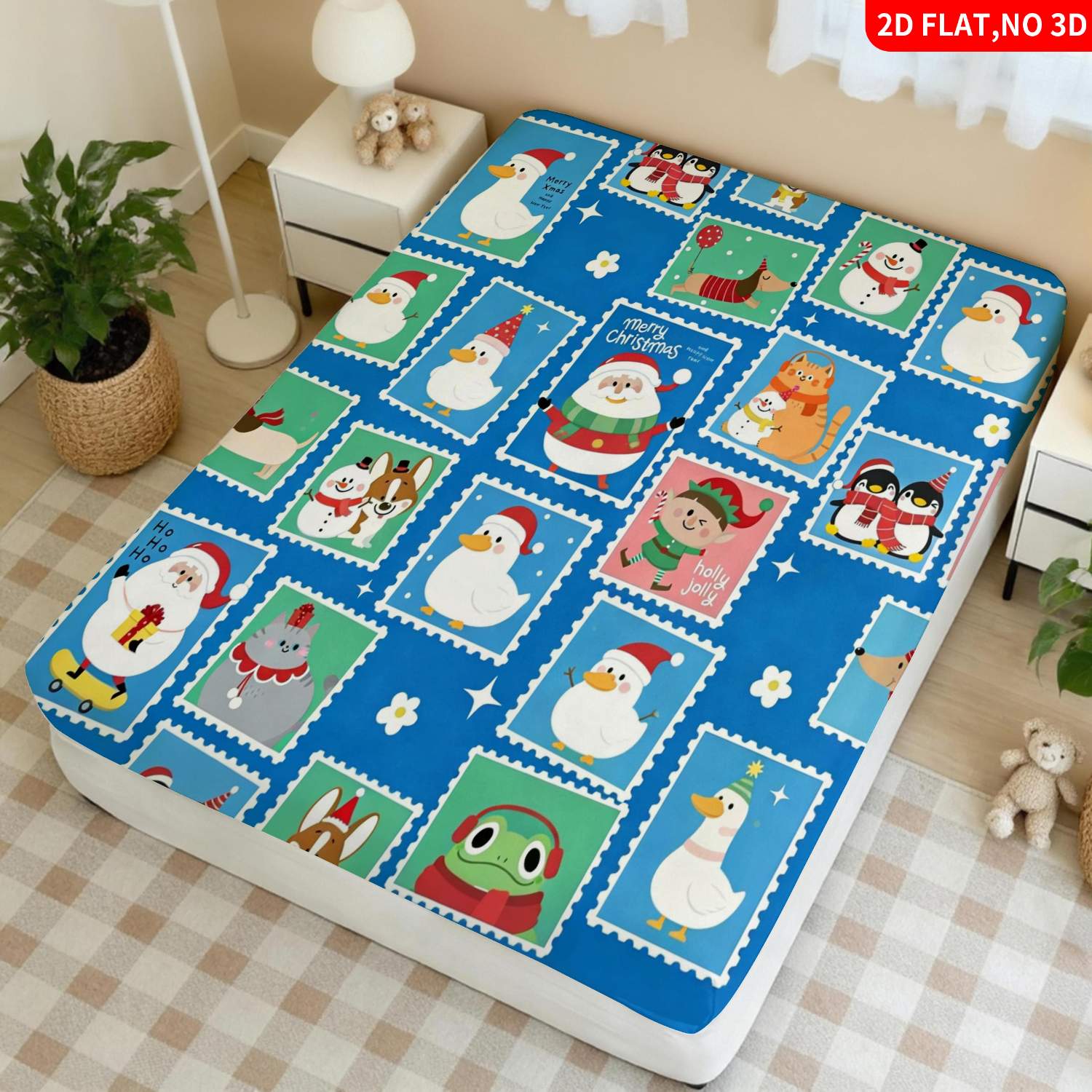 Kerst-dierenprint blauwe bedde - Baby Nursery Bedding recensie en prijs