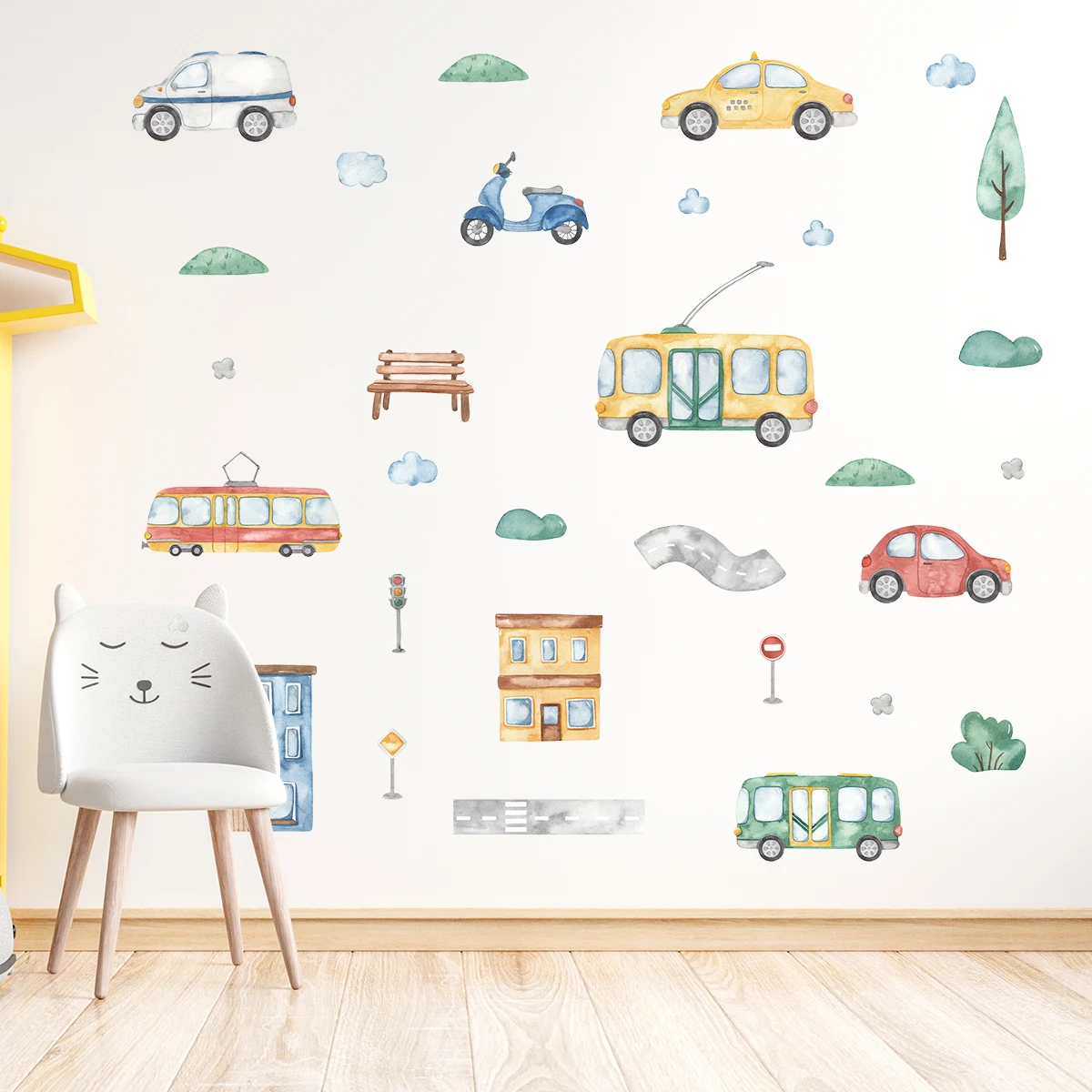 Cartoon Boom Bus Auto Muurstic - Baby Nursery Tree recensie en prijs