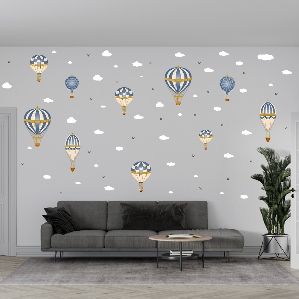 Cartoon Hot Air Ballon Wolken  - Baby Nursery Murals recensie en prijs