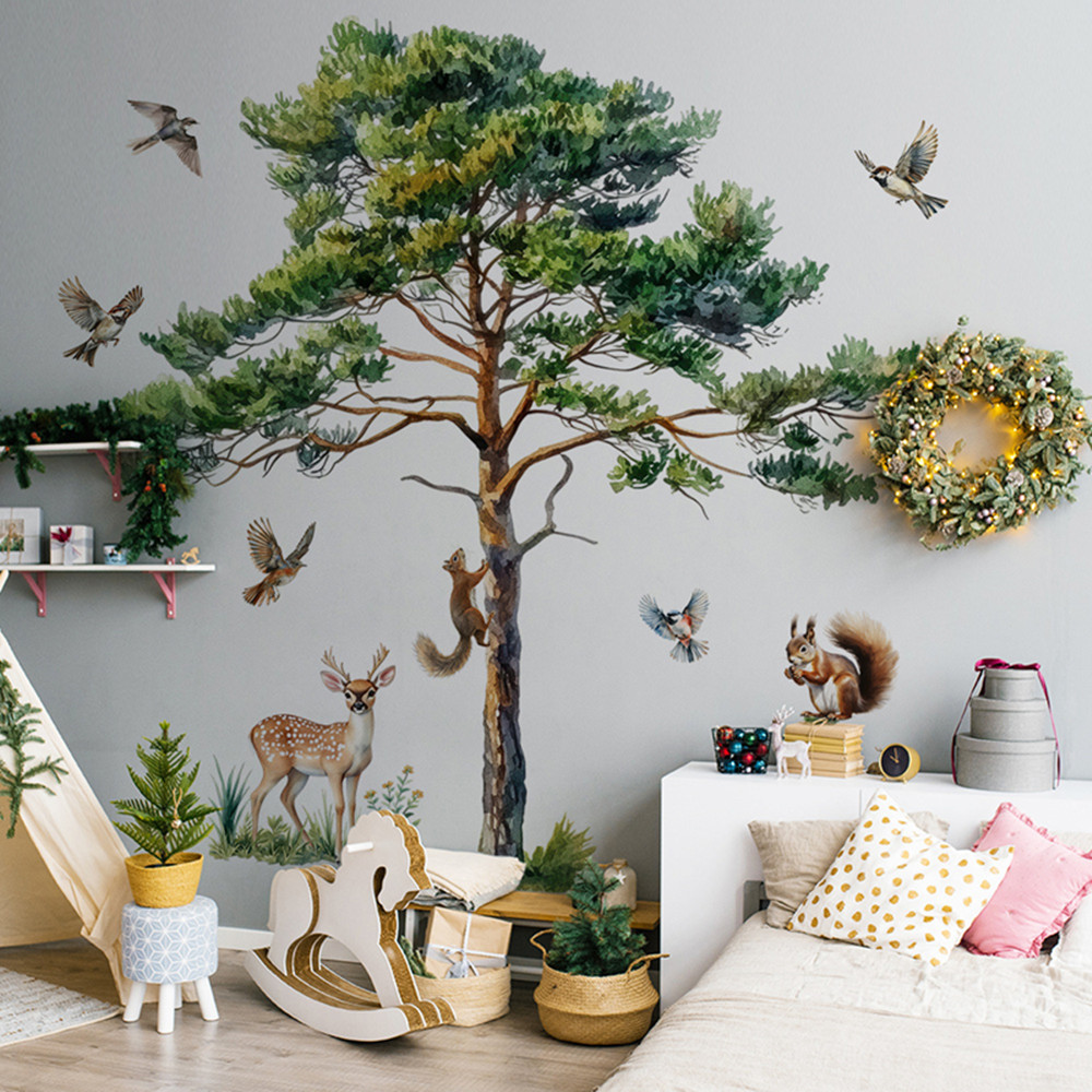 Grote dennenhouten wandsticker - Baby Nursery Wallpaper recensie en prijs