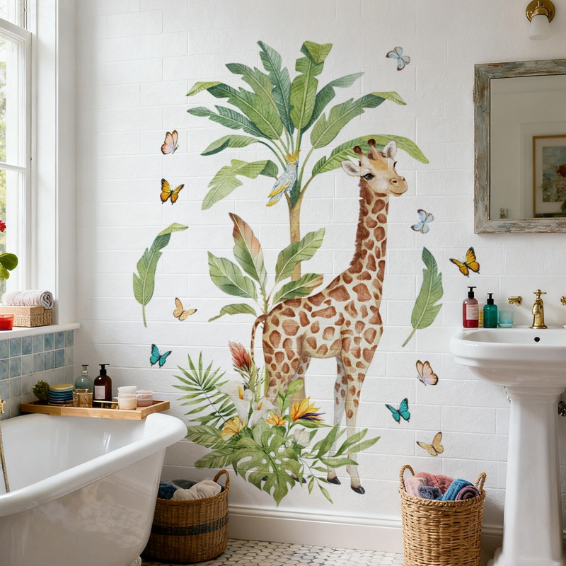 Grote bosdier giraffe muurstic - Baby Nursery Murals recensie en prijs