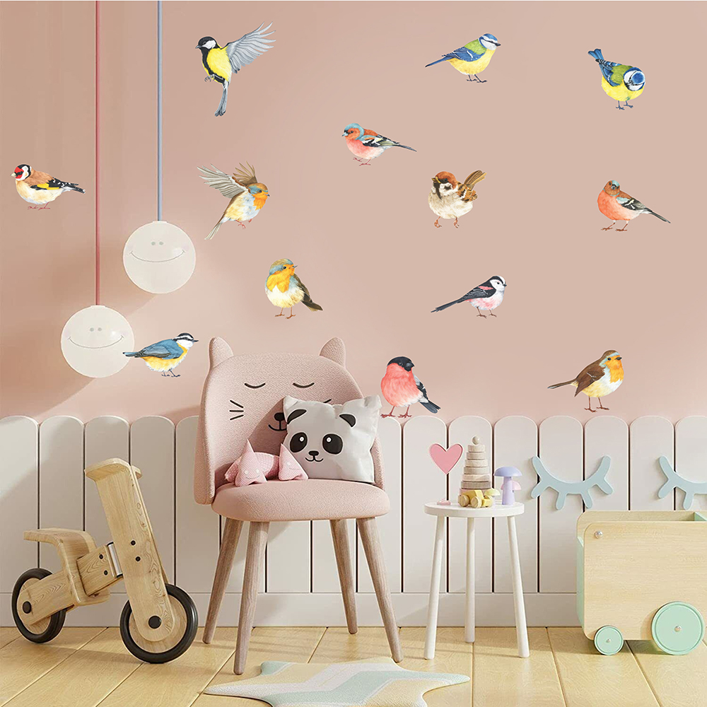 13 stuks kleine vogels muursti - Baby Nursery Wallpaper recensie en prijs