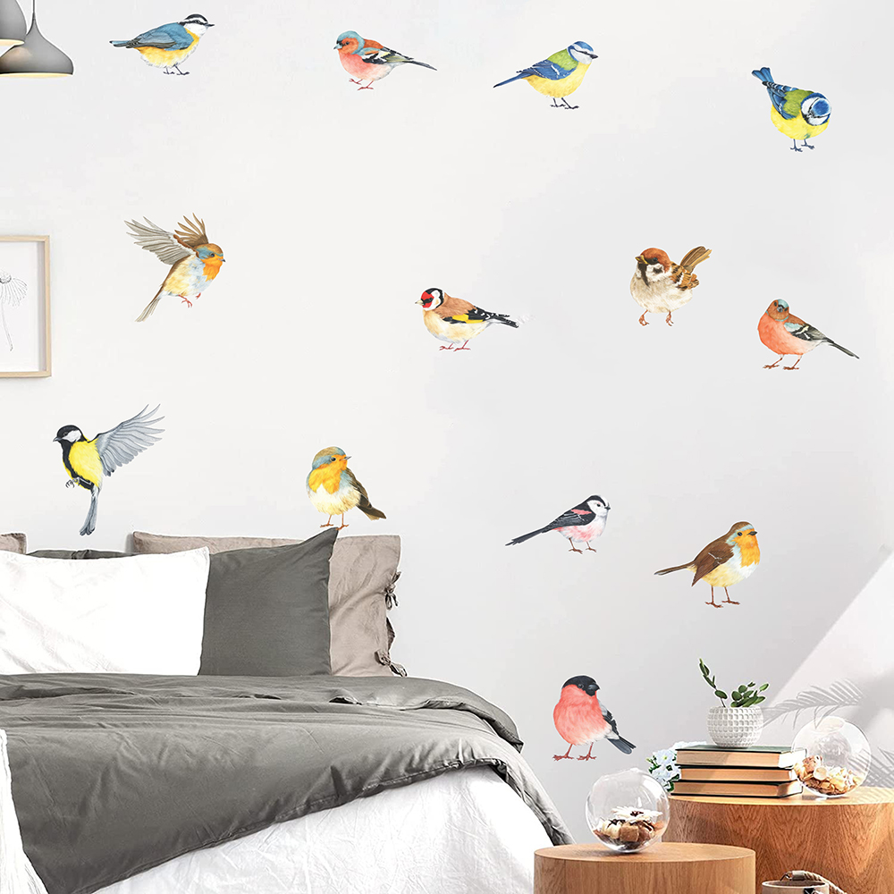 13 stuks kleine vogels muursti - Baby Nursery Wallpaper recensie en prijs