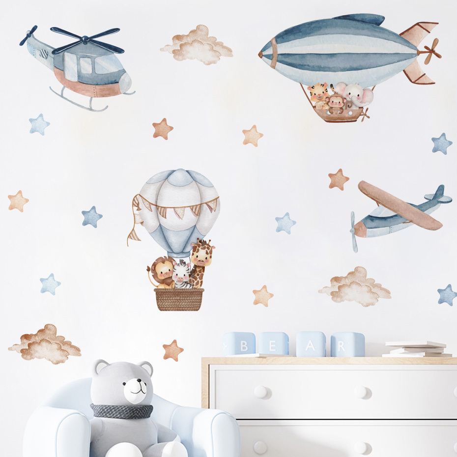 Aquarel Dieren Luchtballon Wol - Baby Nursery Wallpaper recensie en prijs