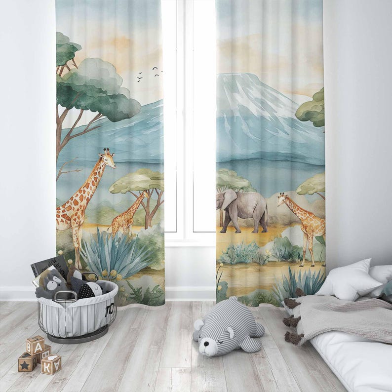 Safari Dieren Kindergordijnen  - Baby Nursery Office recensie en prijs