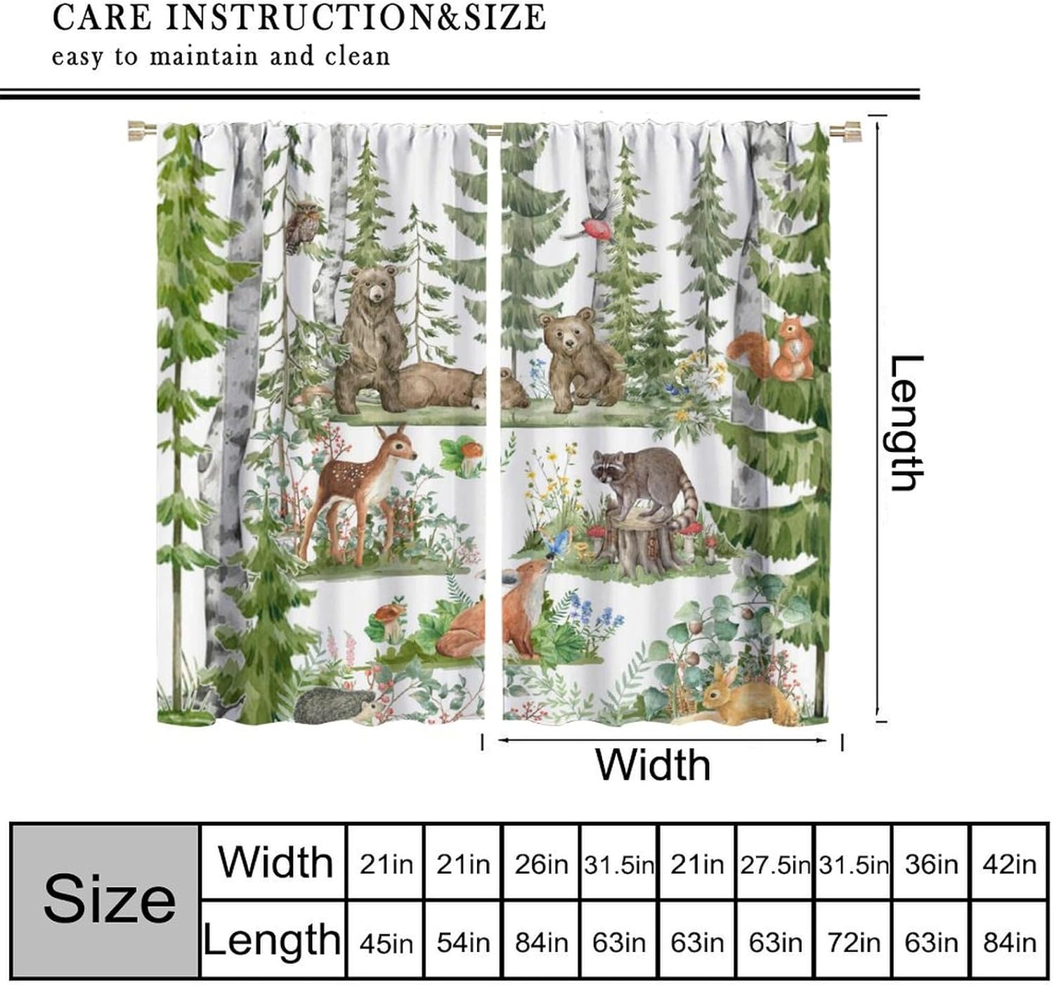 Forest Animal Curtains for Kid - Baby Nursery Tree recensie en prijs