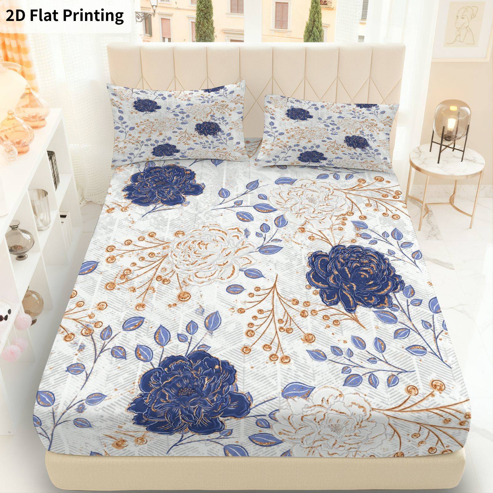 Driedelige blauwe bloemen hoes - Baby Nursery Bedding recensie en prijs