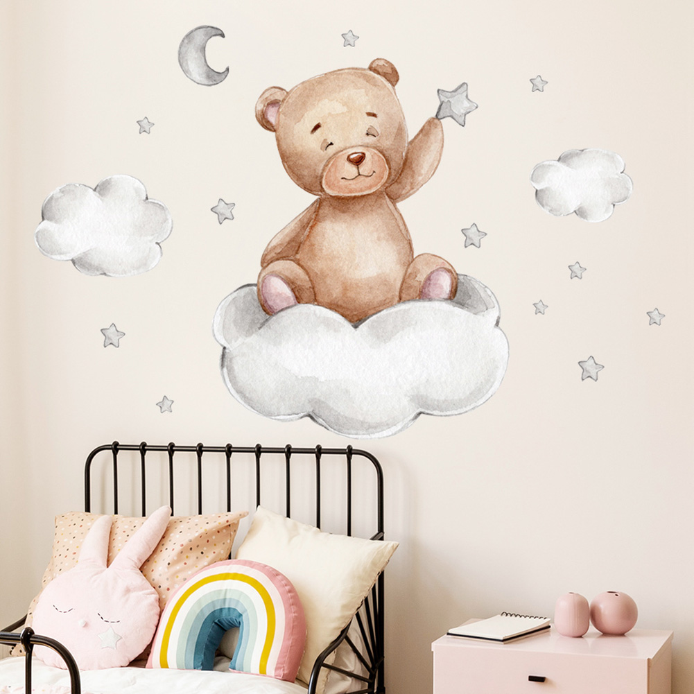 Beer Maan Wolken Sterren Muurs - Baby Nursery Murals recensie en prijs